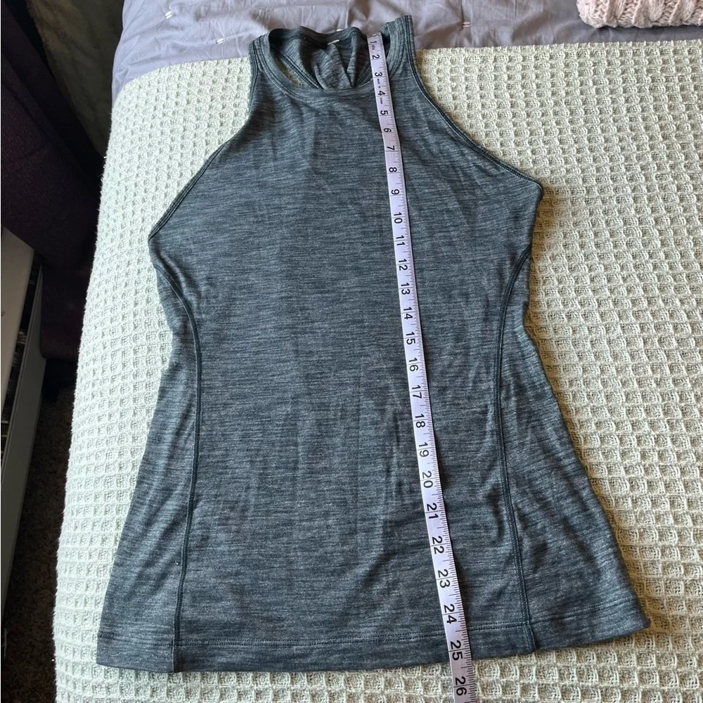 Lululemon Tank Top Uniform Blue Teal Heathered Green Criss Cross Back Size Small